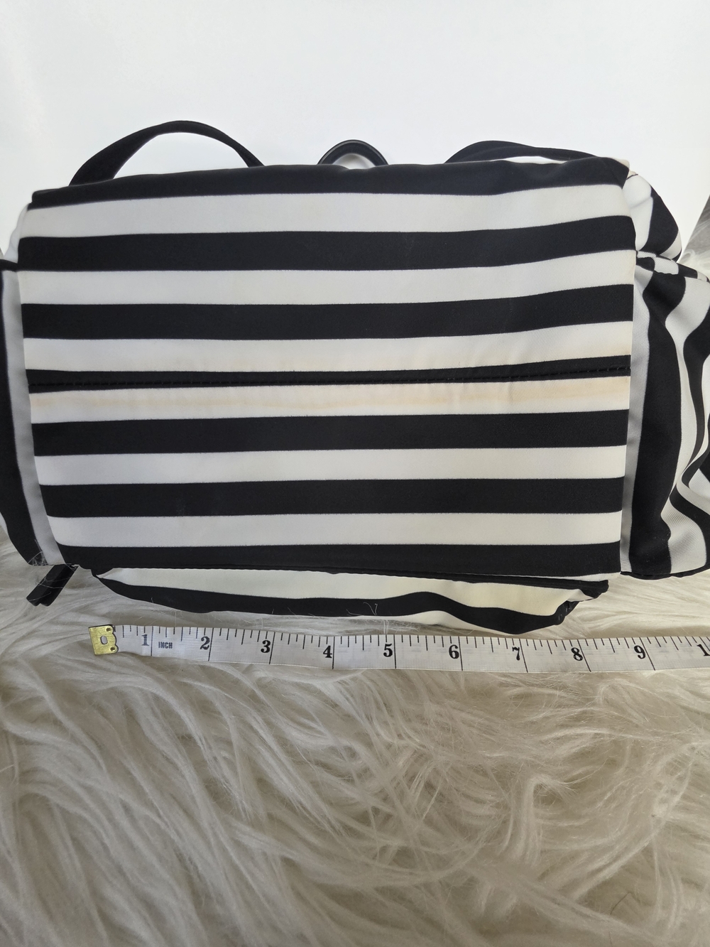 Burberry Black & White Striped Backpack with Embroidered Patches - Picture 15 of 16